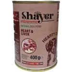 کنسرو سگ شایر طعم دل و جگر مرغ در سس وزن 400 گرم – Shayer Natural Wet Dog Food
