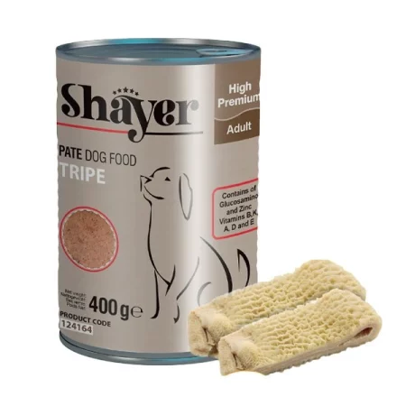 کنسرو پته سگ شایر با طعم سیرابی وزن ۴۰۰ گرم – Shayer dog food tripe flavor