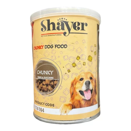 کنسرو چانک سگ شایر طعم سیرابی و کدو سبز – Shayer Dog Chunk Food Tripe & Zucchini